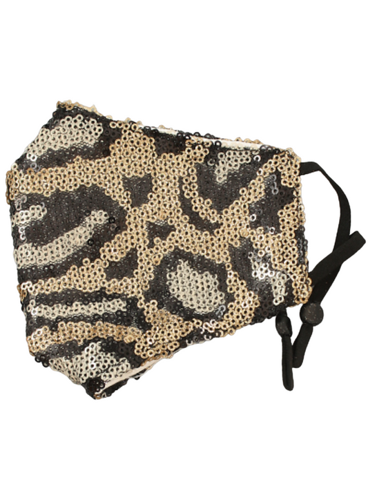 Sequin Embellished Leopard Mask